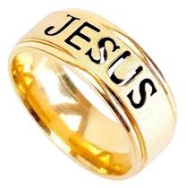 Anel Jesus Dourado Aço Inox Anel Jesus Dourado Aço Inox