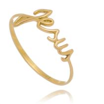 Anel Jesus Manuscrito Ouro 18kl