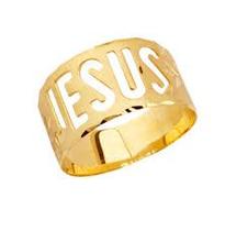 Anel Jesus Ouro 18 Kilates 5 Gramas 10 mm Maciço