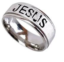 Anel Jesus Prata Aço Inox Anel Jesus Prata Aço Inox