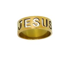 Anel Jesus Tungstenio Ouro 18K 6mm Vazado Cristo Santidade