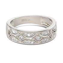 Anel Jeulia Wide Eternity Band 18k em prata banhada a ouro branco