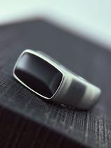 Anel Key Design de Aço ACE Prata e Resina Preta Tamanho:25