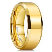 Anel King Will em carboneto de tungstênio dourado de 8 mm para homens, tamanho 8,5