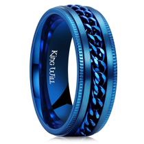 Anel King Will Intertwine Spinner Azul em Aço Inoxidável 8 mm