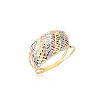 Anel largo de ouro colorido 3 cores rosé branco 18k a44