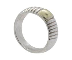 Anel Largo De Prata 925 Bombe Romano Bicolor Aro 16 J25595 Anel Largo De Prata 925 Bombe Romano Bicolor Aro 16 J25595