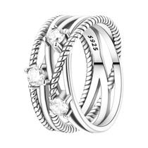 Anel Largo De Prata Esterlina 925 Feminino, Coração Rosa, Sol Azul, Estrela, Lua, Joia Crossover,