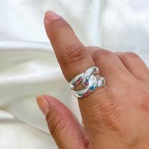 Anel largo elo liso prata 925 Tamanho:20