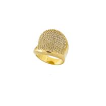 Anel Largo Luxo Microzircônias Cristais Banhado a Ouro Anel Largo Luxo Microzircônias Cristais Banhado a Ouro