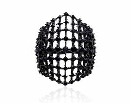Anel Largo Microzircônias Onix Aro 13 Banho Ródio Negro Anel Largo Microzircônias Onix Aro 13 Banho Ródio Negro