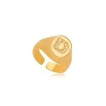 Anel Letra Personalizado Cravejado De Zirconia Folheado Ouro
