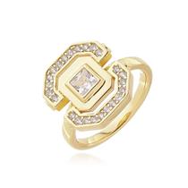 Anel Ligh Square Banhado a Ouro Tamanho 14
