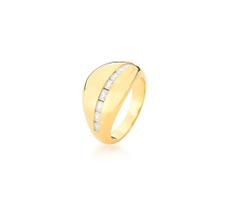 Anel liso com uma fileira de zircônias banhado a ouro Anel liso com uma fileira de zircônias banhado a ouro