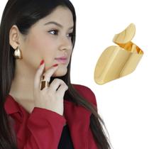 Anel liso largo ajustável banhado em ouro 18k moda aliança Anel liso largo ajustável banhado em ouro 18k moda aliança