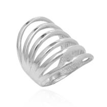 Anel Listras Folheado em Ródio Branco