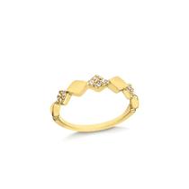 Anel Losangos Cravejados de Zircônias Banhado a Ouro