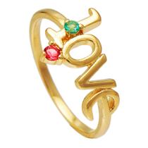 Anel Love SoftJoias Com Cristal Colorido Banhado a Ouro 18K Anel Love SoftJoias Com Cristal Colorido Banhado a Ouro 18K