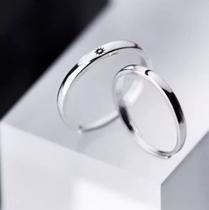 Anel Lua Sol Par Prateado Aliança Ajustável Anel Lua Sol Par Prateado Aliança Ajustável