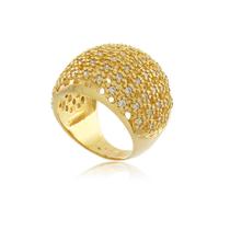 Anel Luxo Cravejado Com Zircônias Cristal Banhado Em Ouro 18K