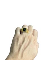 Anel Luxo Pedra Preta Ajustável - Banhado a Ouro 18k Anel Luxo Pedra Preta Ajustável - Banhado a Ouro 18k
