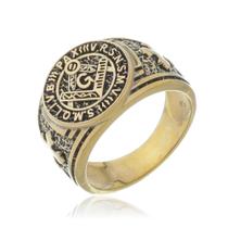 Anel Maçonaria Ouro Amarelo 18 Kl Ródio Negro