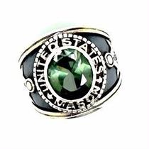 Anel Maçonaria Turmalina verde Prata de Lei 02714 Tu