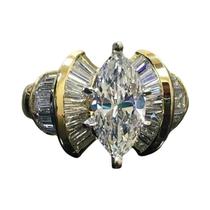Anel Marquise CZ Dourado - Design Romântico e Criativo para Festa