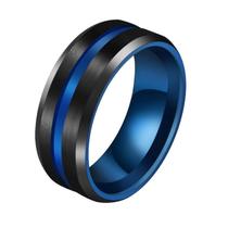 Anel Masculino 8mm Tungstênio Preto e Azul