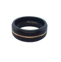 Anel Masculino Aço Escovado Preto Com Friso Rosê - Rosso Anel Masculino Aço Escovado Preto Com Friso Rosê - Rosso