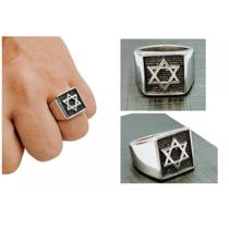 Anel Masculino Aço Inoxidável Estrela De Davi Anel Masculino Aço Inoxidável Estrela De Davi