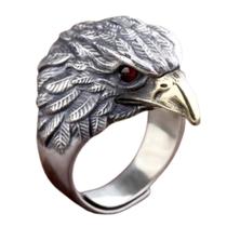 Anel Masculino Cabeça de Águia (Força e Liderança) - Ajustável e em Aço Inox (1 Und)