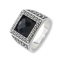 Anel Masculino Comendador Prata Pura Trabalhado Pedra Onix Anel Masculino Comendador Prata Pura Trabalhado Pedra Onix