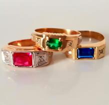 Anel masculino de formatura em ouro 18kl com brilhantes e - Taynara joias