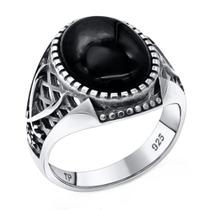 Anel Masculino De Prata 925 Oval Black Onix - Exclusivo Anel Masculino De Prata 925 Oval Black Onix - Exclusivo
