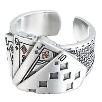 Anel Masculino e Feminino Naipe de Baralho Ajustável