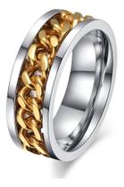 Anel Masculino Feminino Aço Inox Corrente Giratória Ouro