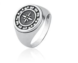 Anel masculino flor rosa dos ventos