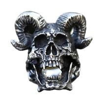 Anel Masculino Gótico Punk Com Crânio Satânico Em Aço Inoxidável 316L, Joias Vintage Steampunk Para Anel Masculino Gótico Punk Com Crânio Satânico Em Aço Inoxidável 316L, Joias Vintage Steampunk Para