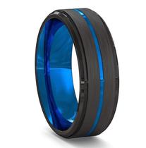 Anel Masculino Homem Preto Azul Fosco Anel Masculino Homem Preto Azul Fosco