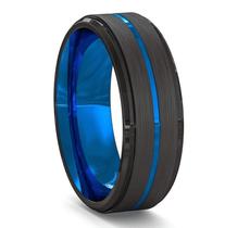 Anel Masculino Homem Preto Azul Fosco