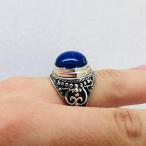 Anel Masculino Lapis Lazuli Exclusivo Prata De Lei Bali 23488 - Shop das Pedras