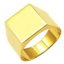 Anel Masculino Liso Quadrado Ouro 18K Nobre 18725 K600