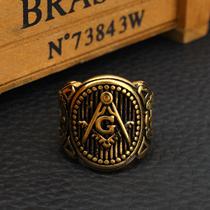 Anel Masculino Maçom Maçoníco Aço 316l Banhado A Ouro 18k