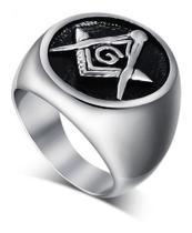 Anel Masculino Maçonaria Aço Maçom Maçônico