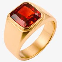 Anel Masculino Pedra Vermelha Granada Dourado Banhado Grande Comendador Formatura Anatômico Solitário Robusto Leve Simples Imponente Anel Masculino Pedra Vermelha Granada Dourado Banhado Grande Comendador Formatura Anatômico Solitário Robusto Leve Simples Imponente
