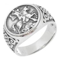 Anel Masculino Prata 950 Medalha São Jorge Moderno Casual Anel Masculino Prata 950 Medalha São Jorge Moderno Casual