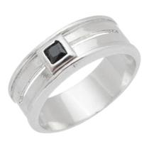 Anel Masculino Prata 950 Pedra Carré Estilo Moderno