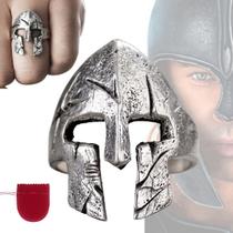 Anel Masculino Prateado Elmo Capacete Viking Ajustável Anel Masculino Prateado Elmo Capacete Viking Ajustável