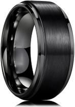 Anel Masculino Preto Fosco Escovado Homem Barato Feminino Anatômico Homem Menino Negro Chanfrado